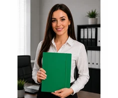 Lean Cardboard Folder with Elastic Band, Lacquered, A4, 300g/m2, Žalias