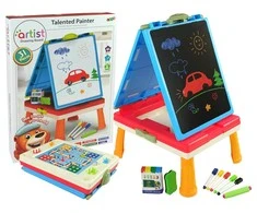 Magnetinė kreidos lenta Lean Toys Talented Painter su mėlynu žaidimų stalu
