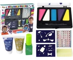 Veido ir nagų dažų rinkinys vaikams Lean Toys su teptuku ir trafaretais