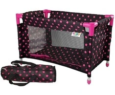 Lean Toys Lėlės lovytė Leantoys Alisa su aksesuarais, rožinė/juoda