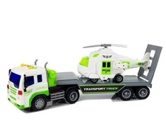 Žaislinio autotrasporterio ir malūnsparnio rinkinys Lean Toys, baltas/žalias, 2 d.