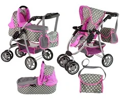Alice Žaislinis lėlių vežimėlis Lean Toys 2in1, pilkas