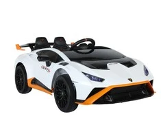 Lean Cars Vienvietis elektromobilis vaikams Lamborghini Sto Drift, baltas
