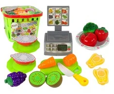 Lean Toys Žaislinis vaisių ir daržovių rinkinys su svarstyklėmis