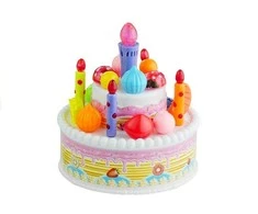 Lean Toys Vaikiškas gimtadienio žaidimų rinkinys su tortu ir švieselėmis