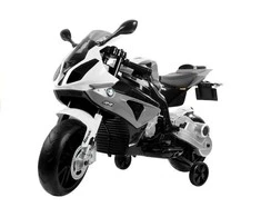 Lean Cars Akumuliatorinis motociklas vaikams BMW S1000RR, sidabrinės spalvos