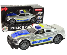 Lean Toys Sidabrinė policijos mašina su šviesomis ir garsais 1:14