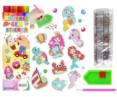 Lean Toys Deimantinės mozaikos lipdukai Jūrų pasaulio gyvūnai