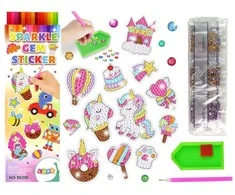 Lean Toys Mozaikos lipdukų rinkinys su vienaragiais ir saldainiais