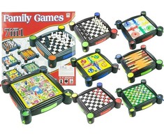 Lean Toys Stalo žaidimų rinkinys 7in1 su šachmatais, šaškėmis ir backgammon