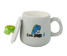 Kubek Keramikinis puodelis su dinozauru ir dangteliu, 350 ml