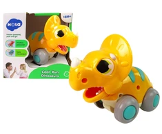 Lean Toys Žaislinis Geltonas Triceratopsas su Ratukais