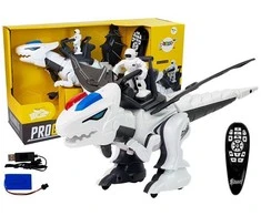 Lean Toys Interaktyvus robotas tiranozauras su nuotolinio valdymo pultu K18, baltas