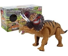 Žaislinis dinozauras Triceratops su švytinčiomis akimis