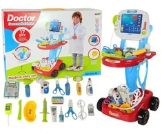 Lean Toys Žaislinis daktaro vežimėlis su priedais, mėlynas