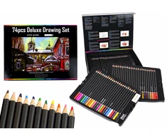 Pieštukų rinkinys Crayons dėžutėje Leantoys, 74 vnt.