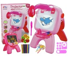 Lean Toys Dvipusė piešimo lenta su projektoriumu ir paveiksliukais