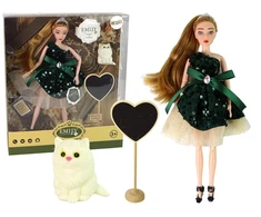 Lean Toys Lėlė Emily su kačiuku ir medine širdimi, 30 cm