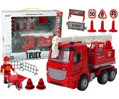 Lean Toys Gaisrinė mašina su priedais, raudona