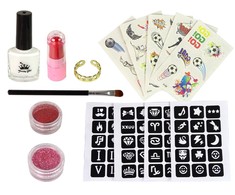 Lean Toys TATUiruočių rinkinys, Blizgančios tatuiruotės, lipdukai, POLIKAS, DOVANA 3 viename