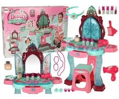 Lean toys kosmetinis staliukas su veidrodžiu ir šviesomis