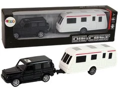 Lean Toys Juodos spalvos džipo ir kemperio rinkinys