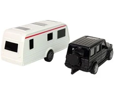 Lean Toys Juodos spalvos džipo ir kemperio rinkinys