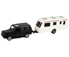 Lean Toys Juodos spalvos džipo ir kemperio rinkinys