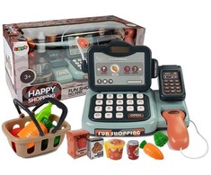 Lean Toys Žaislinis kasos aparatas su mikrofonu ir skeneriu