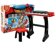 Lean Toys Klaviatūra su stovu, kėdute ir mikrofonu – 37 klavišai, raudona