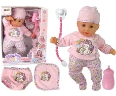 Lean Toys lėlė-kūdikis su čiulptuku ir rusvais drabužiais