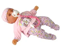 Lean Toys lėlė-kūdikis su čiulptuku ir rusvais drabužiais