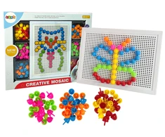 Lean Toys Edukacinis kūrybinis dėlionės rinkinys, spalvoti smeigtukai