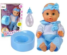Lean Toys Mėlyna Lėlė 30 cm Mėlyna Bottle Nightie Drinks