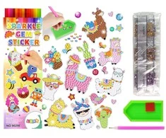 Lean Toys Deimantų siuvinėjimo lipukų rinkinys Llamas Animals Mosaic Diamond Embroidery Sticker Set