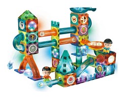 Lean Toys Šviečianti rutulių čiuožykla su blokeliais, 150 elementų