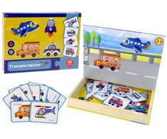 Lean Toys Magnetinė dėlionė vaikams su transporto priemonių kortelėmis