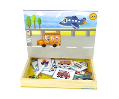 Lean Toys Magnetinė dėlionė vaikams su transporto priemonių kortelėmis