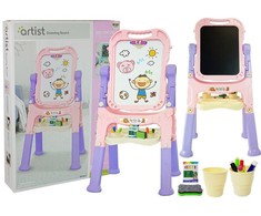 Lean Toys Dvipusė lenta su priedais 2in1, rožinė-violetinė