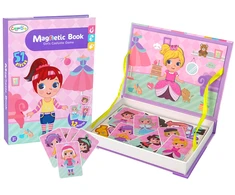 Lean Toys Magnetinė dėlionė knyga vaikams su 51 magnetu ir 6 pavyzdžių kortelėmis