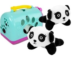Lean Toys Plušinė Panda su Transportavimo Dėžute