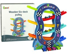 Drewniana Medinė automobilių trasa Lean Toys, 6 aukštų, 30x8x33 cm