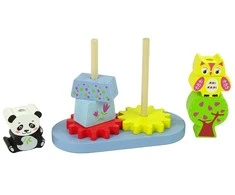Mediniai gyvūnai vaikams Lean Toys, panda ir pelėda