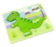 Lean Toys Medinė dėlionė dinozauras žalias