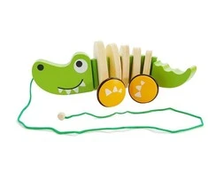 Lean Toys Medinis krokodilas su virve, 18 cm.