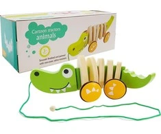 Lean Toys Medinis krokodilas su virve, 18 cm.