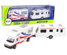 Lean Toys Kelionių automobilis su priekaba, baltas