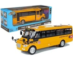 Lean Toys Žaislinis mokyklinis autobusas su frikcine pavara, geltonas