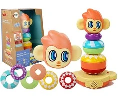 Piramidė Beždžionėlė Lean toys Mon Mon the Rainbow Stacker