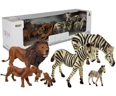 Lean Toys Afrikos laukinių gyvūnų figūrėlių rinkinys LeanToys liūtų ir zebrų šeimos